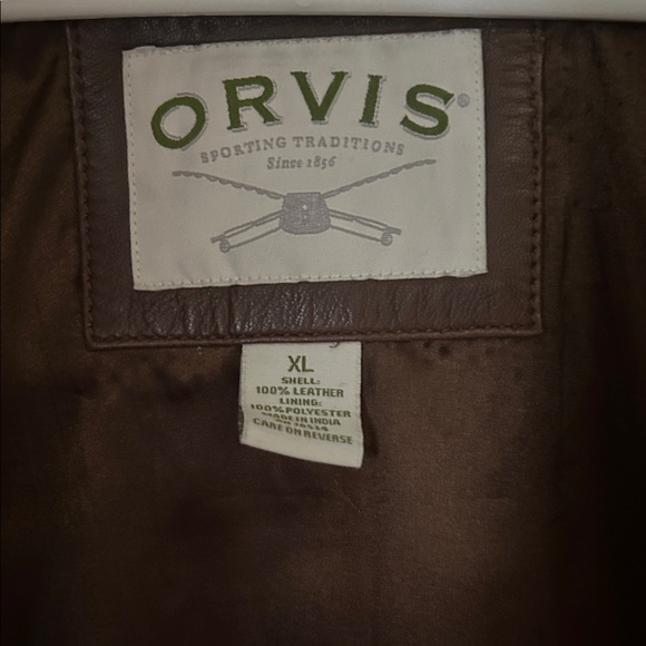 Orvis Men's Dark Brown Leather Vest - Picture 2 of 7